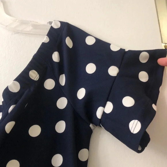 Chic Navy & White Polka Dot Midi Dress - Retro Inspired - Size M/L (Estimate) - Picture 6 of 7